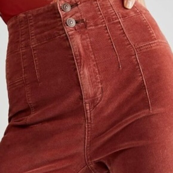 Free People Jayde Cord High Rise Flare in Baked - Picture 5 of 9